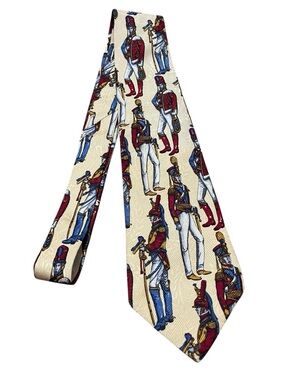 Tommy Hilfiger 100% Silk Navy & Red Uniformed Soldiers Tie